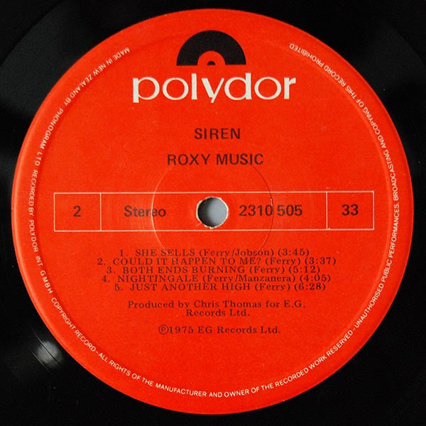 Roxy Music – Siren LP vinyl record, image 4 of 4