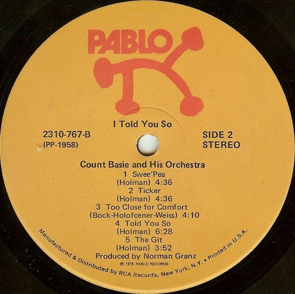 Count Basie Orchestra – I Told You So LP vinyl record, image 4 of 4
