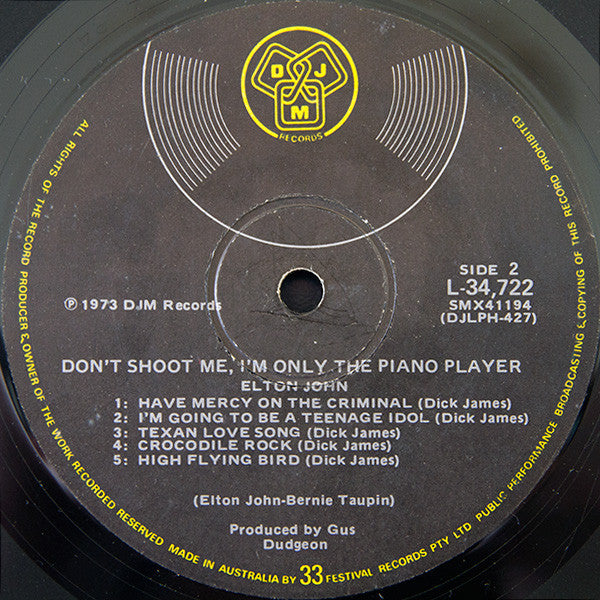 Elton John – Don't Shoot Me I'm Only The Piano Player LP vinyl record, image 6 of 10