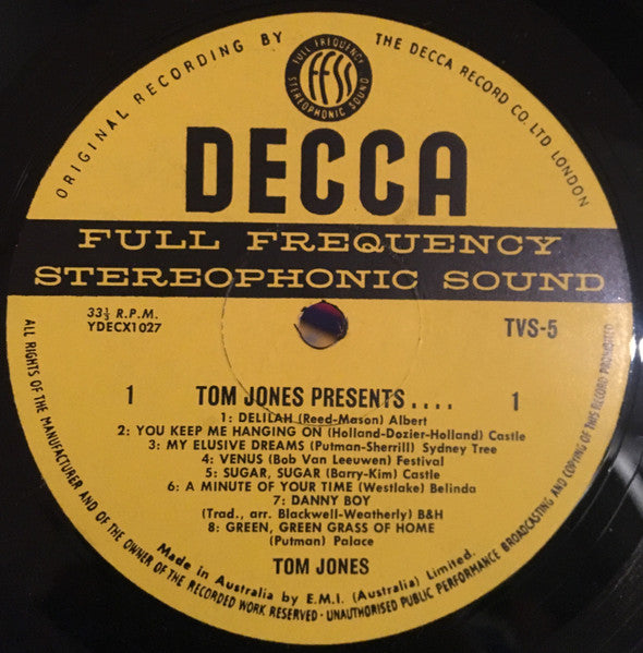 Tom Jones – Tom Jones Presents... LP vinyl record, image 3 of 4