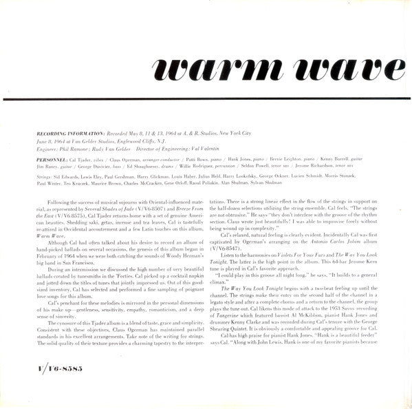 Cal Tjader – Warm Wave LP vinyl record, image 3 of 6