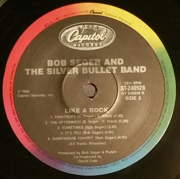 Bob Seger And The Silver Bullet Band – Like A Rock LP vinyl record, image 6 of 6