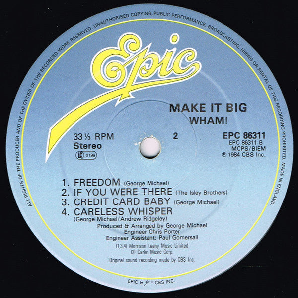 Wham! – Make It Big LP vinyl record, image 4 of 9