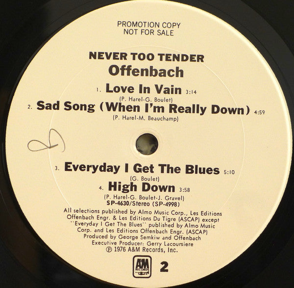 Offenbach – Never Too Tender LP vinyl record, image 3 of 6