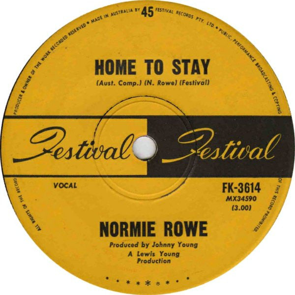 Normie Rowe – Hello 7" vinyl record, image 2 of 2