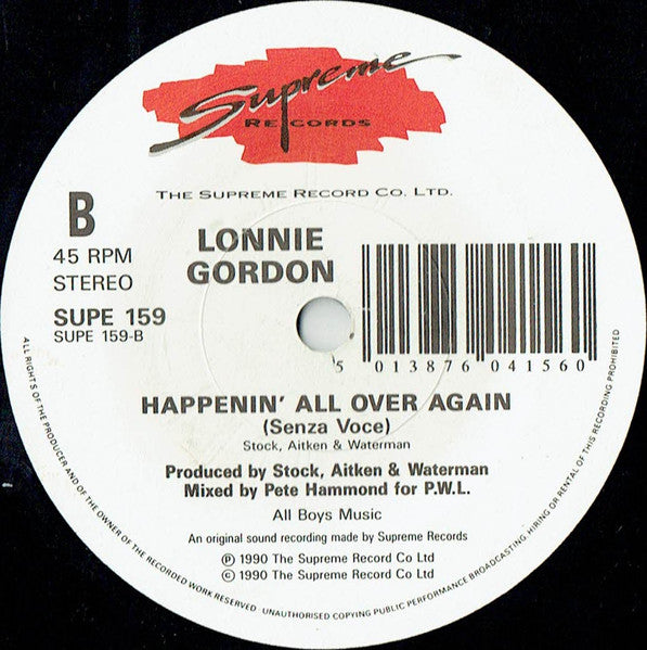 Lonnie Gordon – Happenin' All Over Again 7" vinyl record, image 4 of 4