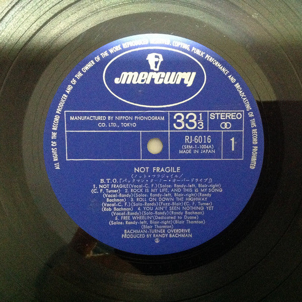 Bachman-Turner Overdrive – Not Fragile LP vinyl record, image 5 of 6