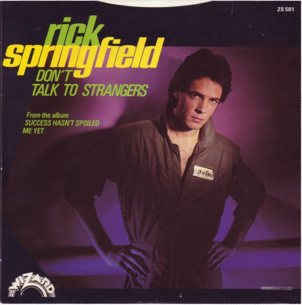 Rick Springfield – Don't Talk To Strangers 7" vinyl record, image 2 of 5