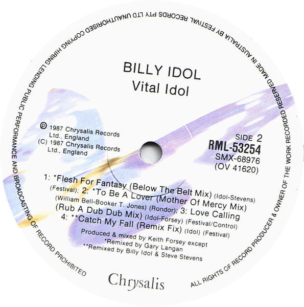 Billy Idol – Vital Idol LP vinyl record, image 4 of 4