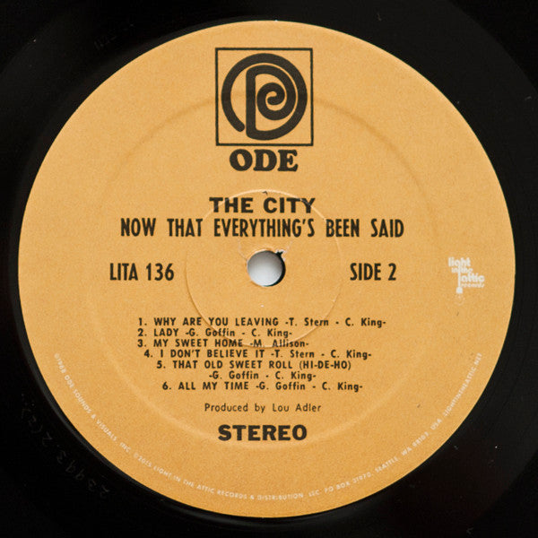 The City – Now That Everything's Been Said LP vinyl record, image 4 of 4