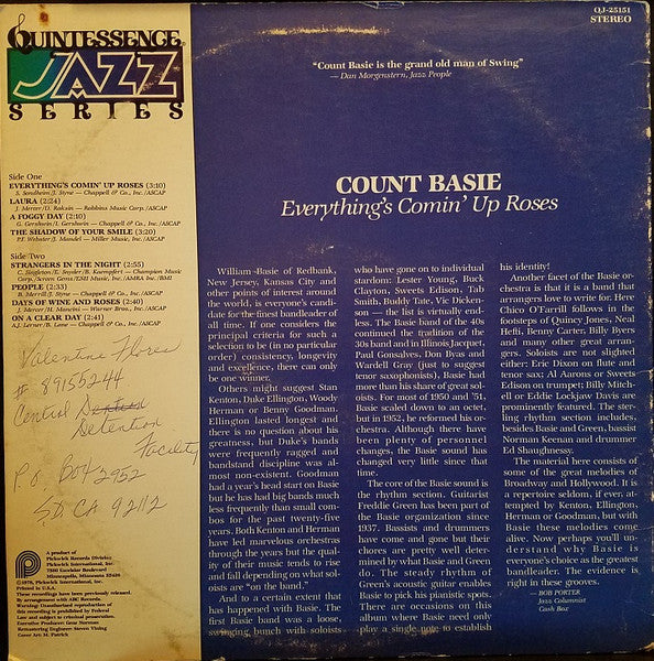 Count Basie – Everything's Comin' Up Roses LP vinyl record, image 2 of 4