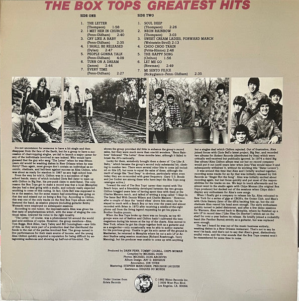 Box Tops – Greatest Hits LP vinyl record, image 2 of 4