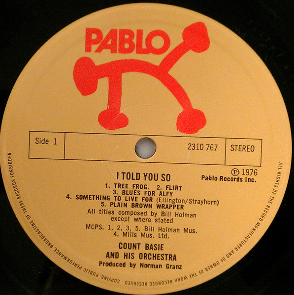 Count Basie Orchestra – I Told You So LP vinyl record, image 3 of 3
