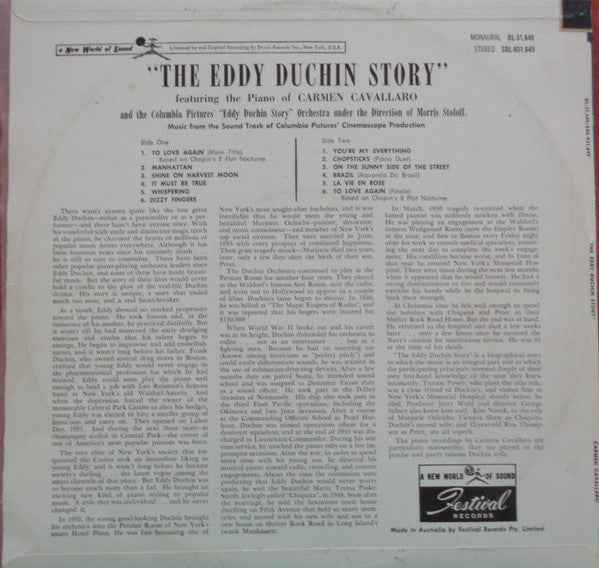 Carmen Cavallaro – The Eddy Duchin Story LP vinyl record, image 2 of 4