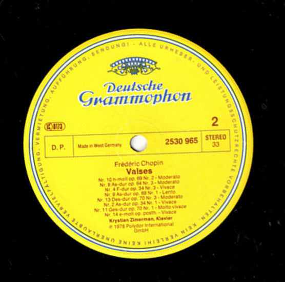 Frédéric Chopin, Krystian Zimerman – 14 Walzer · Waltzes LP vinyl record, image 4 of 4