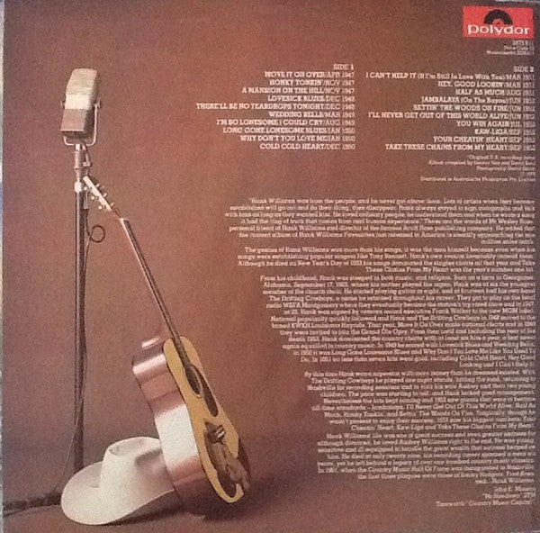 Hank Williams – The Legendary Hank Williams LP vinyl record, image 2 of 4