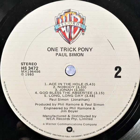 Paul Simon – One-Trick Pony LP vinyl record, image 8 of 8