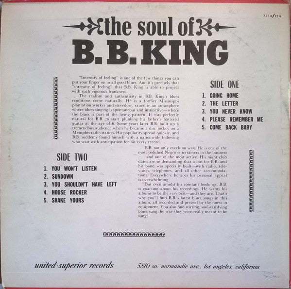 B.B. King – The Soul Of B.B. King LP vinyl record, image 2 of 4