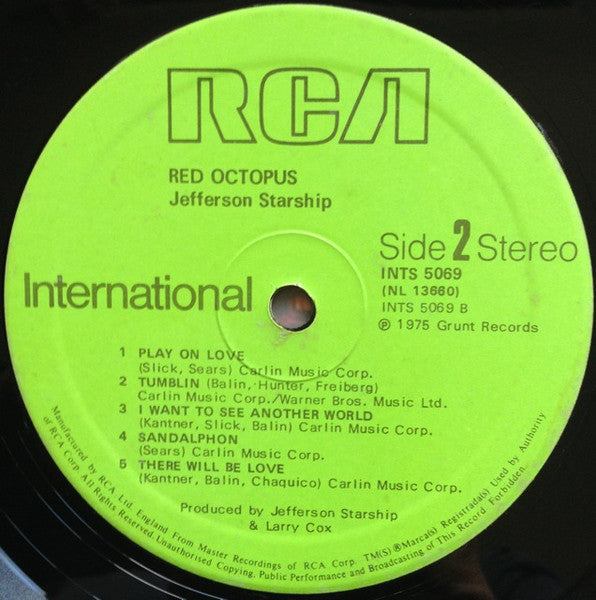 Jefferson Starship – Red Octopus LP vinyl record, image 4 of 4