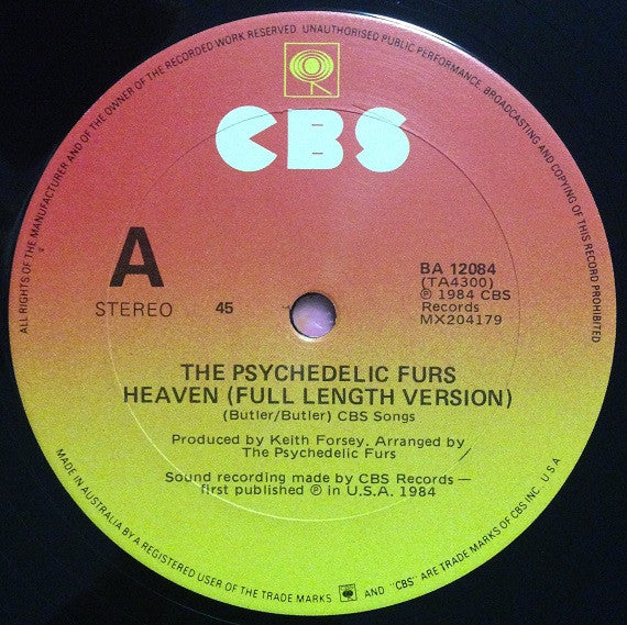 The Psychedelic Furs – Heaven 12" vinyl record, image 3 of 4