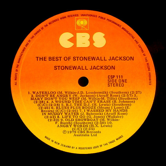 Stonewall Jackson – The Best Of Stonewall Jackson LP vinyl record, image 3 of 4