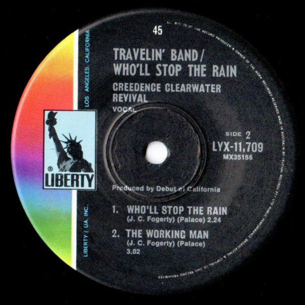 Creedence Clearwater Revival – Travellin' Band / Who'll Stop The Rain 7" vinyl record, image 4 of 4