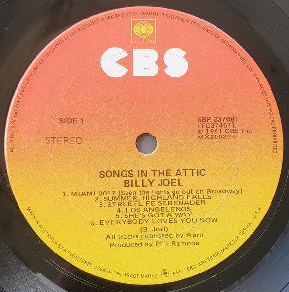 Billy Joel – Songs In The Attic LP vinyl record, image 5 of 10
