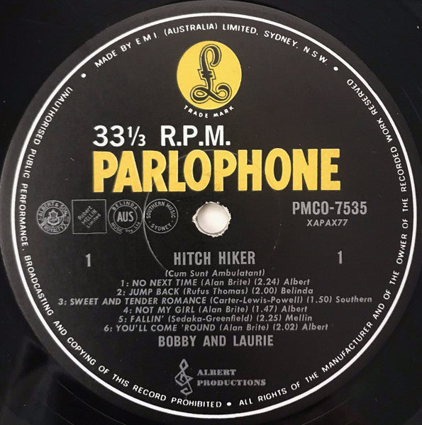 Bobby And Laurie – Hitch Hiker (Cum Sunt Ambulant) LP vinyl record, image 3 of 4
