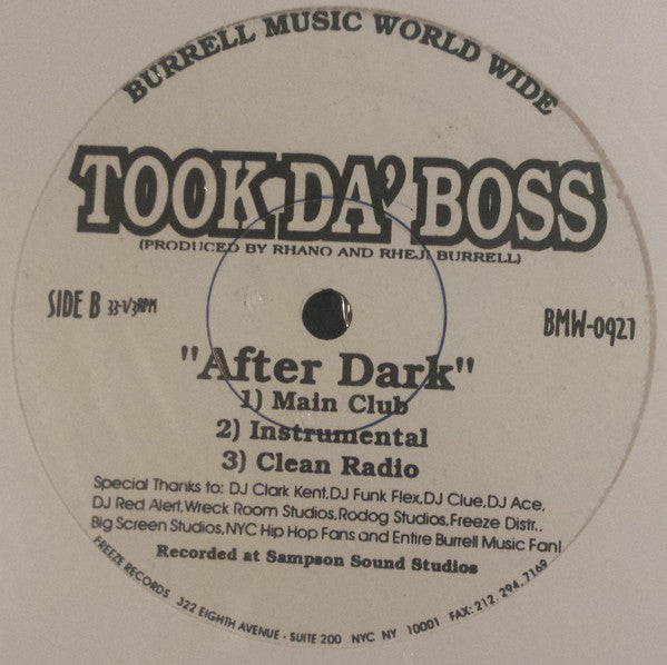 Took Da' Boss – Let's F**k Tonite / After Dark 12" vinyl record, image 2 of 2