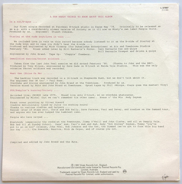 The Ruts – Grin And Bear It LP vinyl record, image 2 of 4