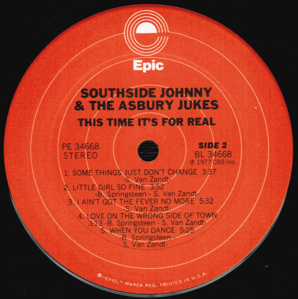 Southside Johnny & The Asbury Jukes – This Time It's For Real LP vinyl record, image 4 of 4
