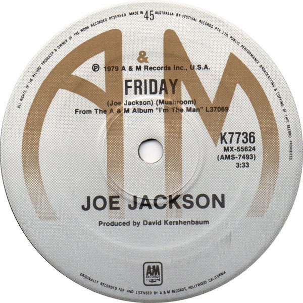 Joe Jackson – It's Different For Girls 7" vinyl record, image 2 of 2