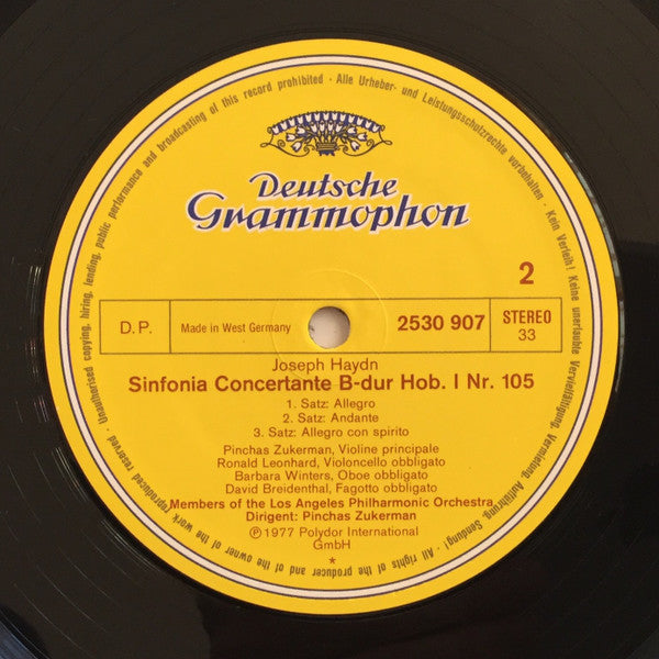 Joseph Haydn, Pinchas Zukerman, Los Angeles Philharmonic Orchestra – Violinkonzert Nr. 1 = Violin Concerto No. 1 / Sinfonia Concertante LP vinyl record, image 4 of 4