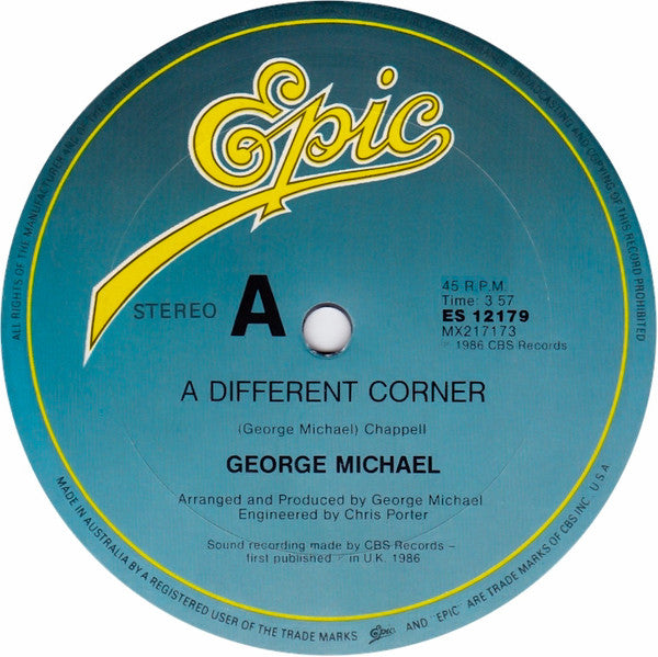 George Michael – A Different Corner 12" vinyl record, image 4 of 5