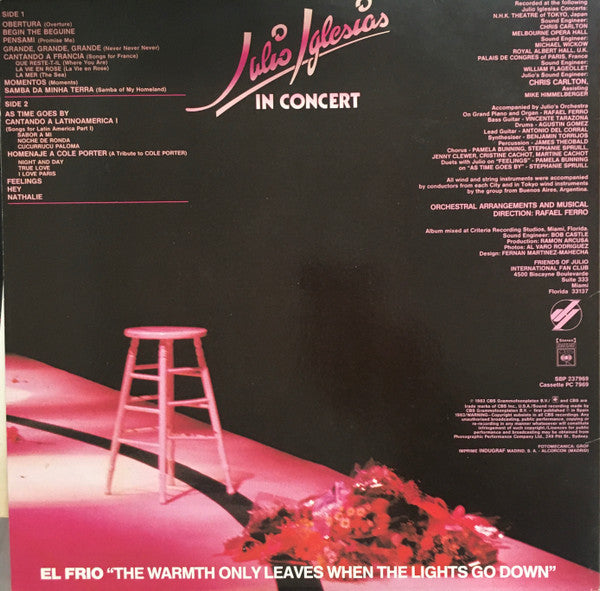 Julio Iglesias – In Concert LP vinyl record, image 2 of 4