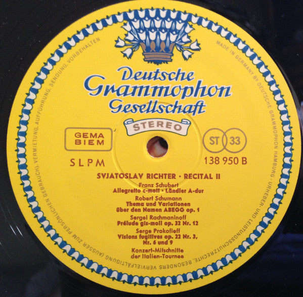 Sviatoslav Richter, Johann Sebastian Bach, Franz Schubert, Robert Schumann, Sergei Rachmaninoff, Sergei Prokofiev – Recital II LP vinyl record, image 4 of 4