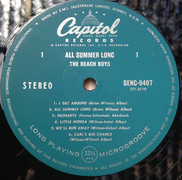 The Beach Boys – All Summer Long LP vinyl record, image 3 of 4