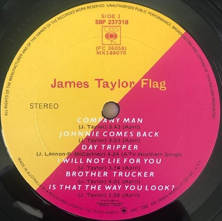 James Taylor – Flag LP vinyl record, image 5 of 6