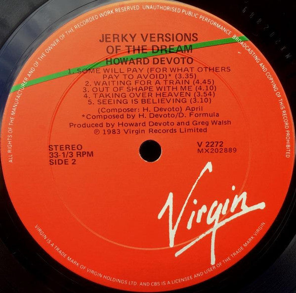 Howard Devoto – Jerky Versions Of The Dream LP vinyl record, image 4 of 4