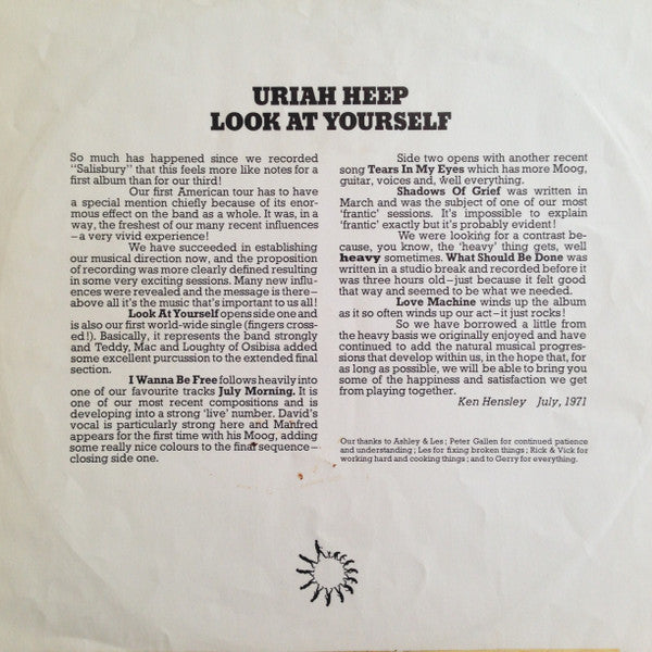 Uriah Heep – Look At Yourself LP vinyl record, image 5 of 6