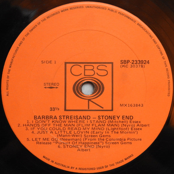 Barbra Streisand – Stoney End LP vinyl record, image 3 of 4