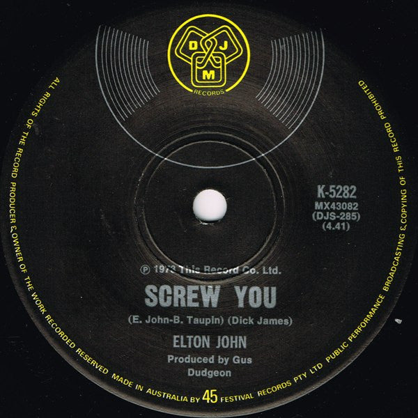 Elton John – Goodbye, Yellow Brick Road 7" vinyl record, image 2 of 2