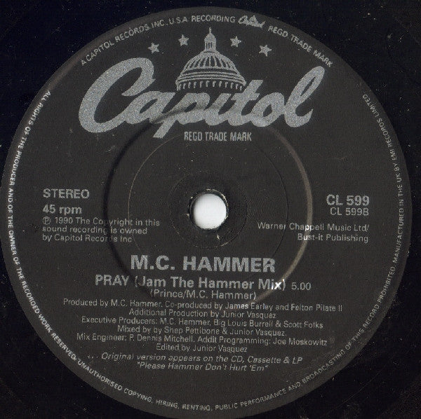 MC Hammer – Pray 7" vinyl record, image 4 of 4