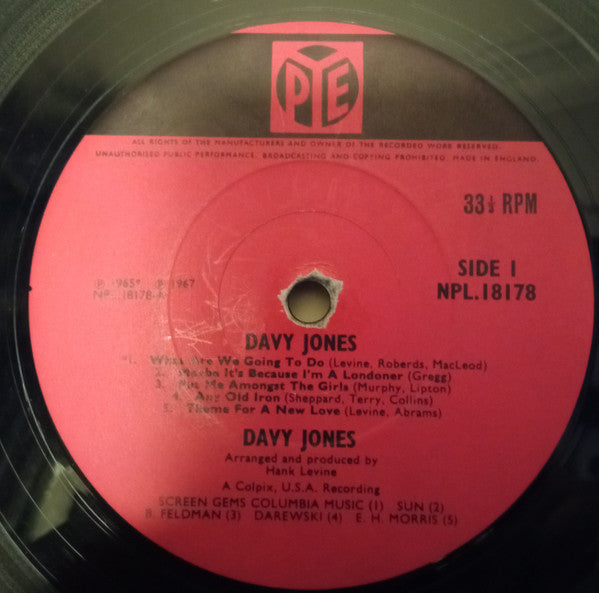 Davy Jones – Davy Jones LP vinyl record, image 3 of 4