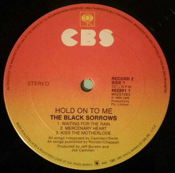 The Black Sorrows – Hold On To Me LP vinyl record, image 10 of 10