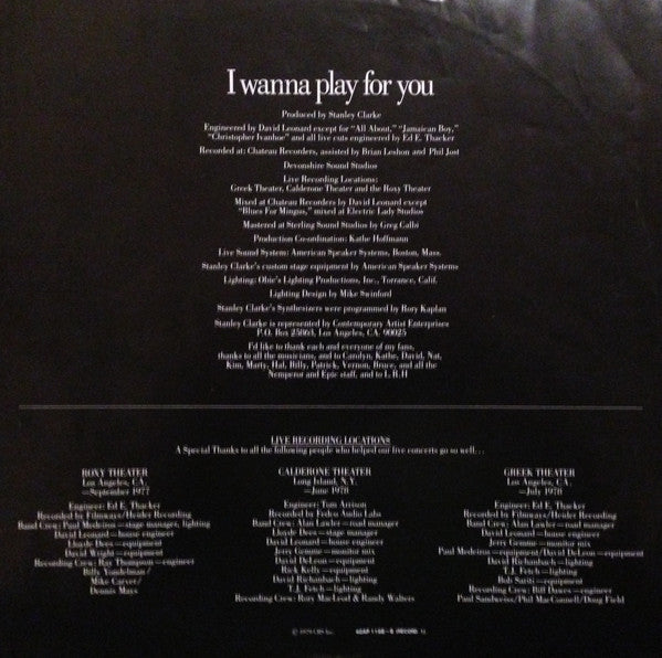 Stanley Clarke – I Wanna Play For You (2xLP) LP vinyl record, image 9 of 10