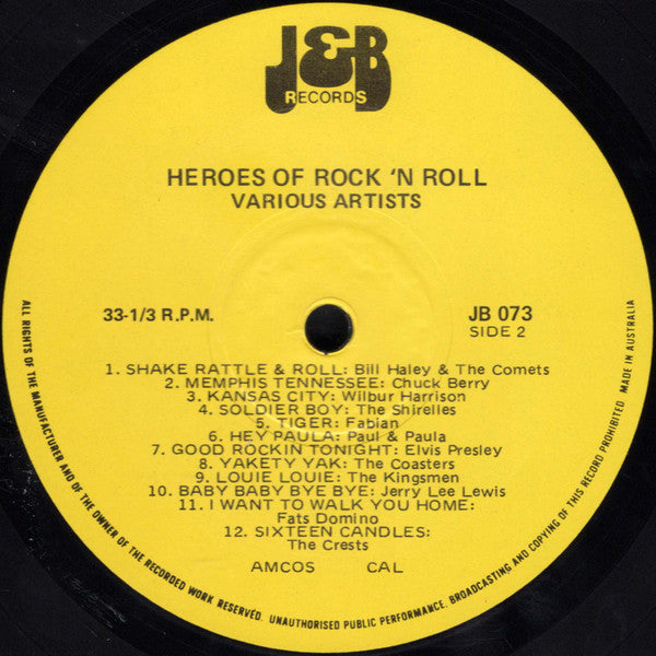 Various – Heroes Of Rock'N'Roll LP vinyl record, image 4 of 4