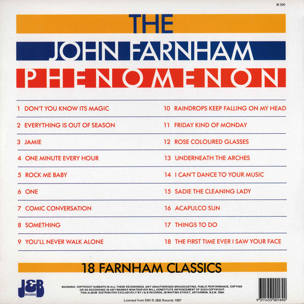 John Farnham – The John Farnham Phenomenon (18 Farnham Classics) LP vinyl record, image 2 of 4