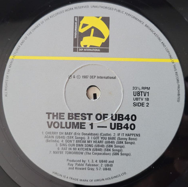 UB40 – The Best Of UB40 (Volume One) LP vinyl record, image 5 of 5