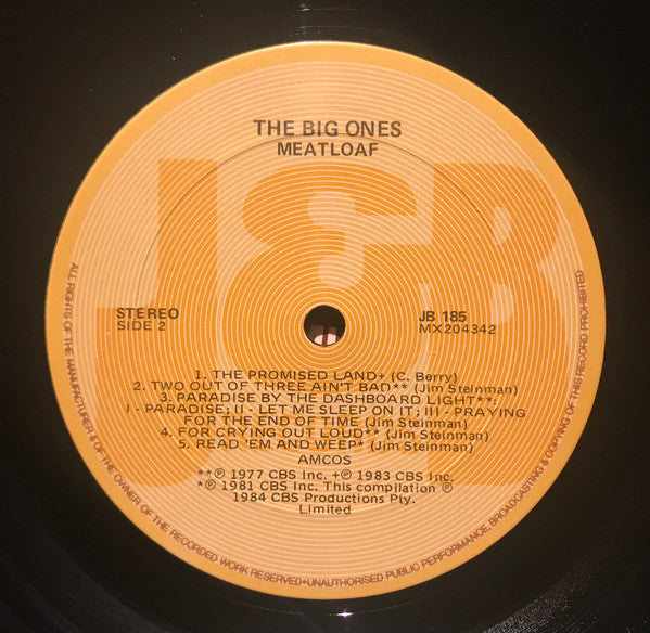 Meat Loaf – The Big Ones LP vinyl record, image 4 of 4